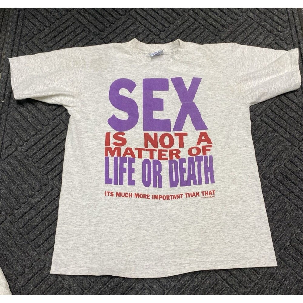 Vtg Single Stitch All Sport Humorous Gray Sz L T Shirt Sex is Not A Matter...